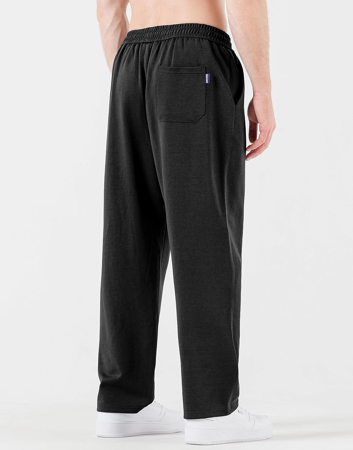 Men's Cotton Sweatpants Loose Fit Baggy Straight Leg Sweat Pants for Men Open Bottom Lounge Yoga Pants with Pockets - Image 4