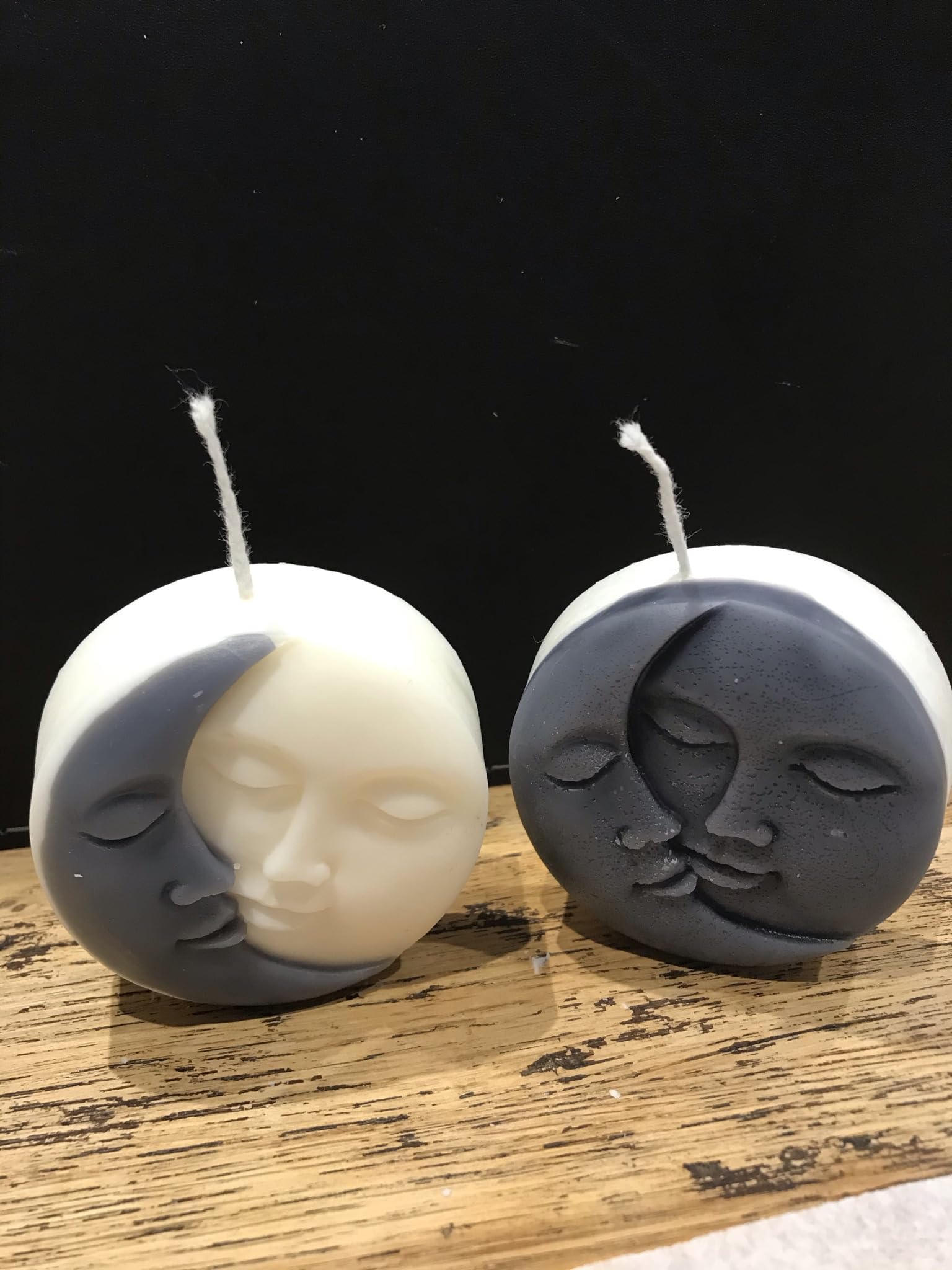 Luna Moon Sun Set of 2 Candles Grey Dark