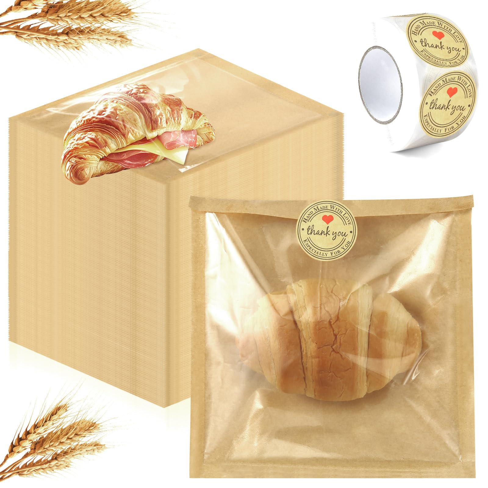 Sac à bagel en papier thermoscellable haute résistance avec joint d'étanchéité supérieur