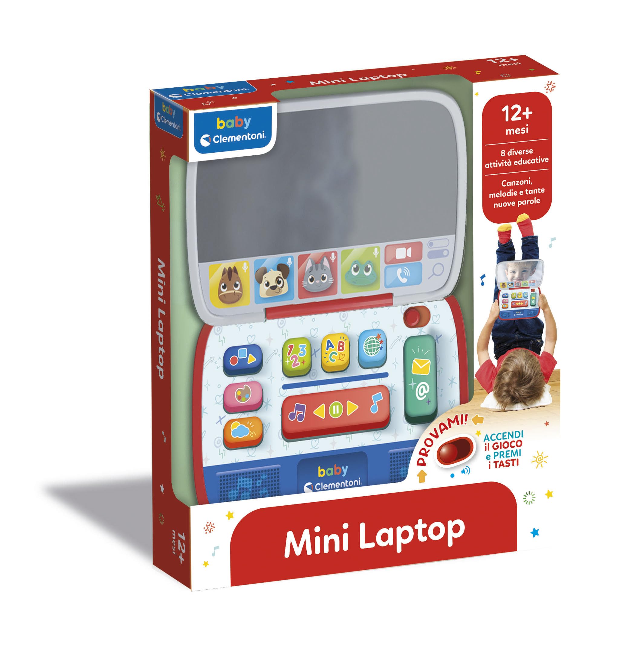 Clementoni Baby Mini Ordinateur – Portable éducatif 12-36 Mois – 8 Touches Interactives + Miroir – Sans écran