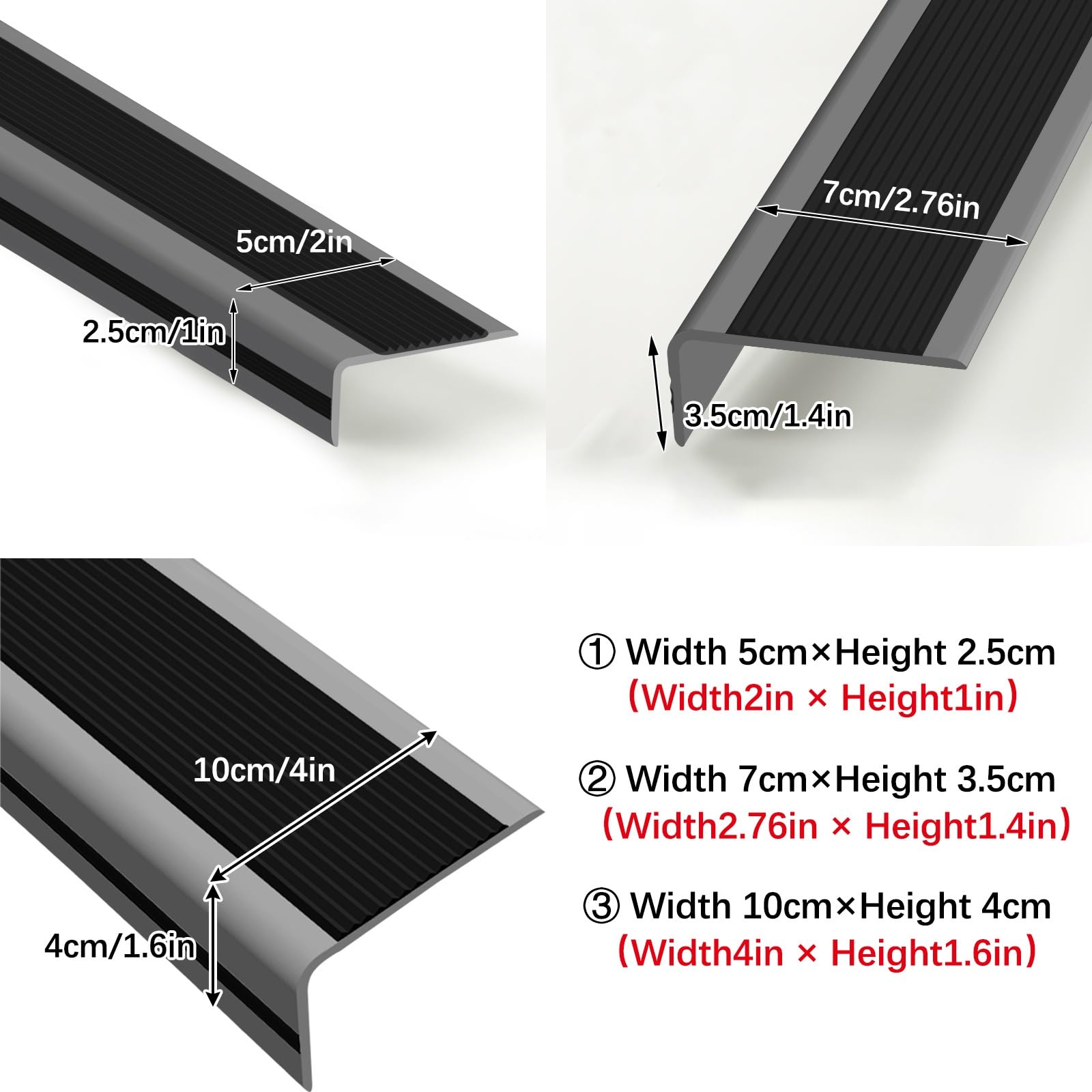 Tira De Vinilo Autoadhesiva Antideslizante Para Escalera, Borde De Escalera De Goma De PVC, Perfil De Borde De Escalera Autoadhesivo, Perfil De ÁNgulo De La Nariz De La Escalera, Cantonera Protector(W