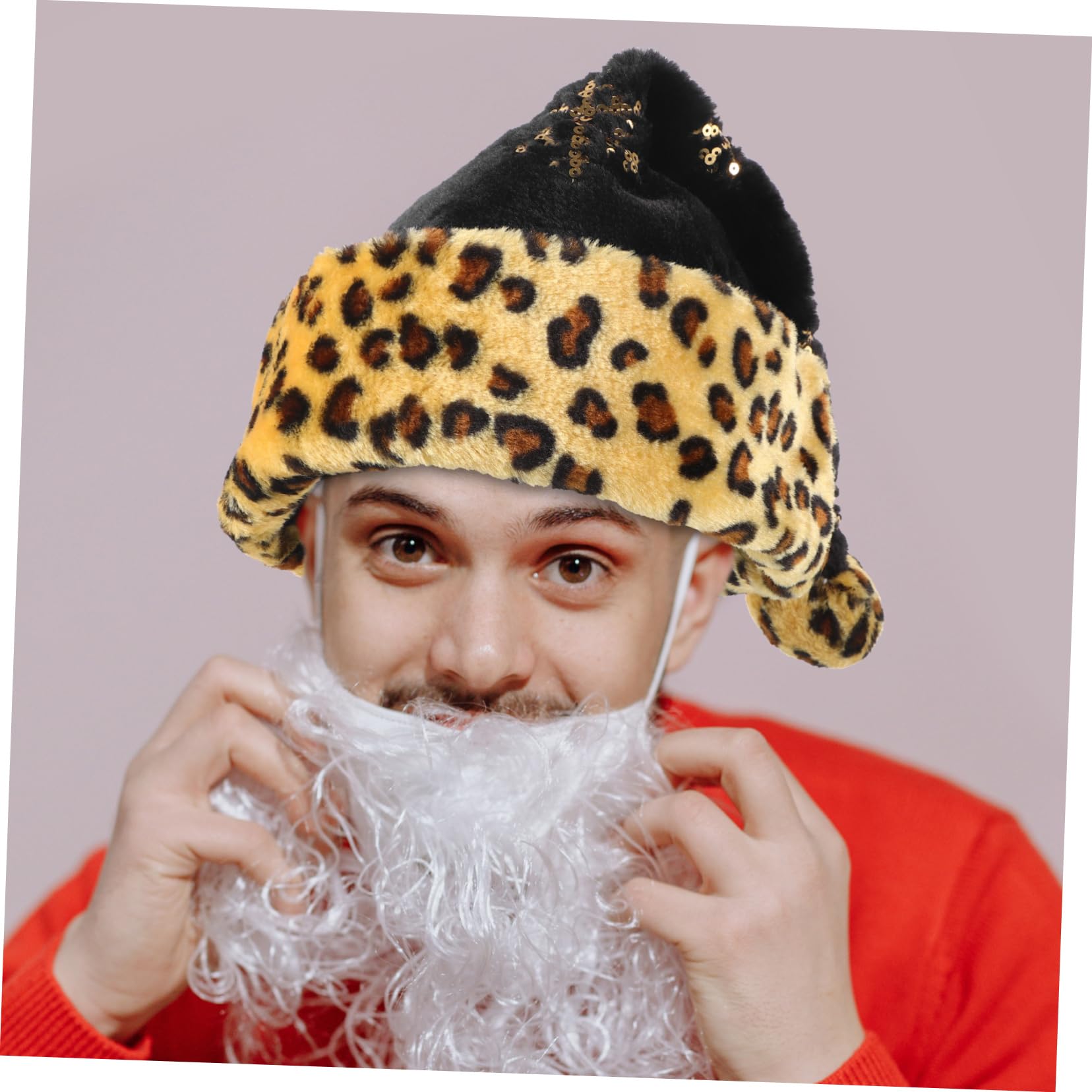 Veemoon 4stücke Leoparden Weihnachtsmütze Für Erwachsene Weiches Plüschmaterial Festliche Nikolausmütze Mit Glitzer Für Weihnachten Und Neujahr Unisex Partyzubehör