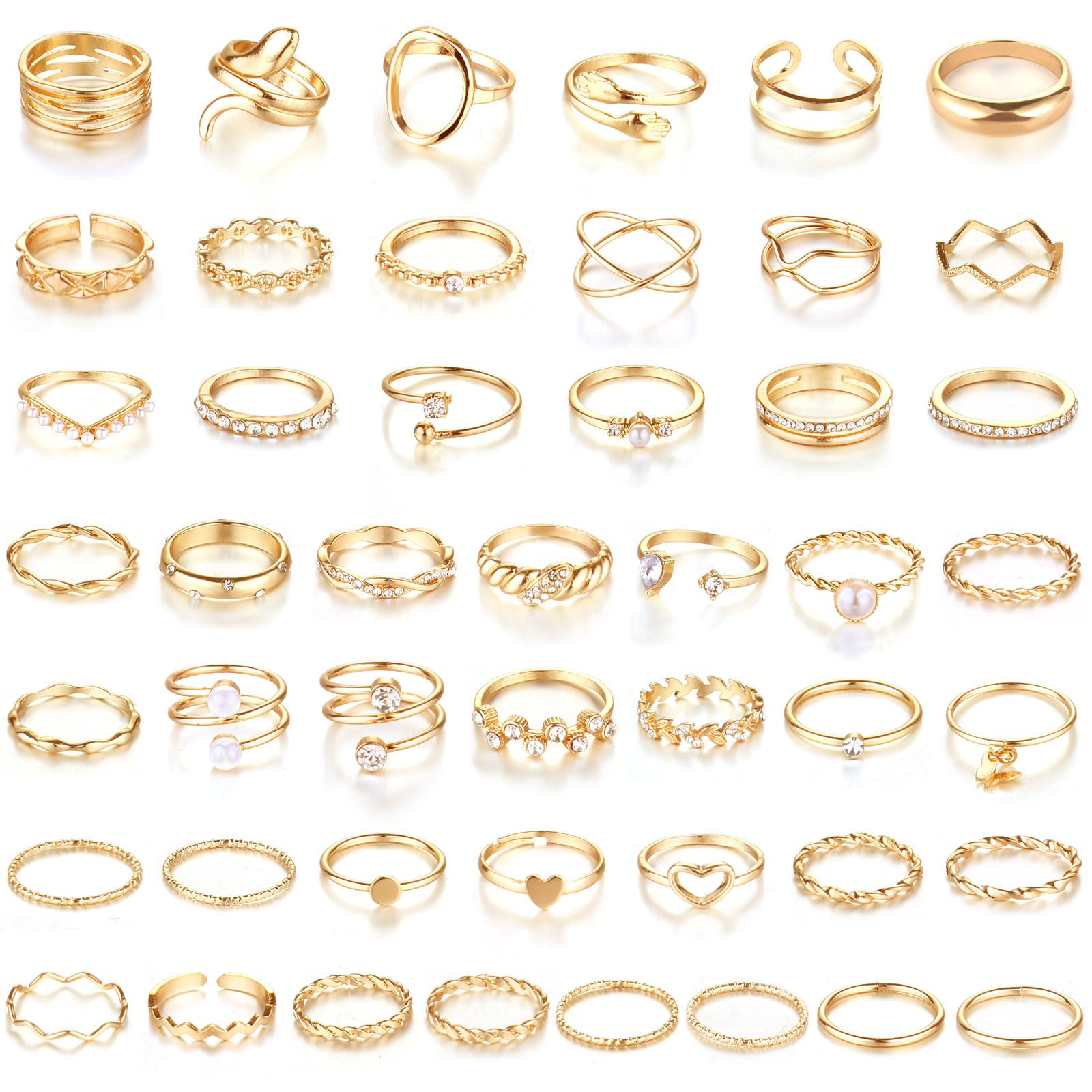 CHICUTIE Gold Knuckle Rings Set For Women Stackable Joint Finger Midi Rings Dainty Cubic Crystal Zirconia Simple Hollow Twist Cute Rings Pack Jewelry Gift
