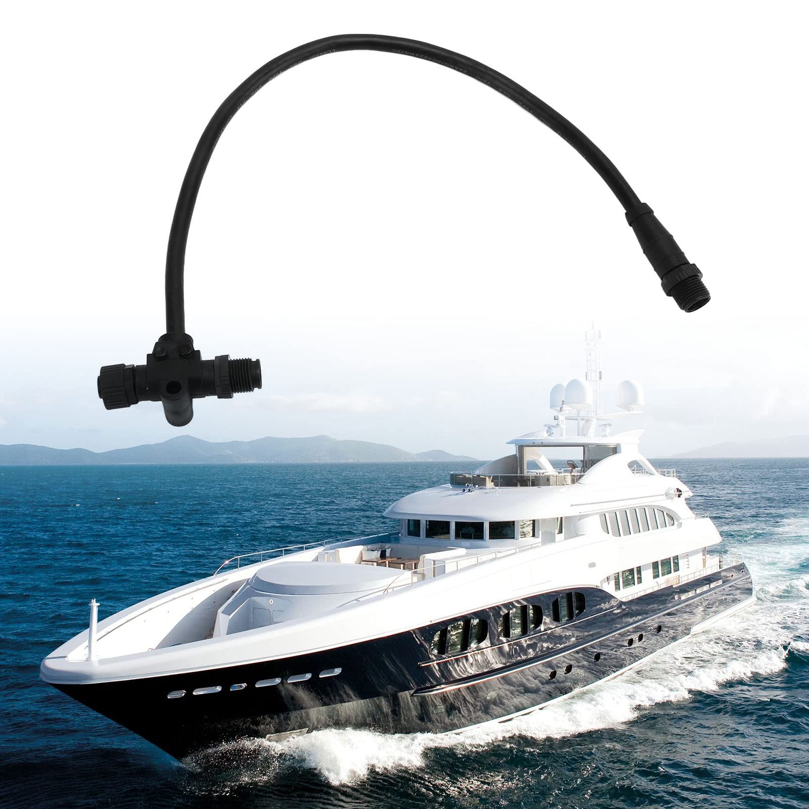 Cavo Backbone per Barca, Cavo di Derivazione Backbone Connettore T a 5 Pin a Connettore M12 IP67 Impermeabile per Reti NMEA 2000