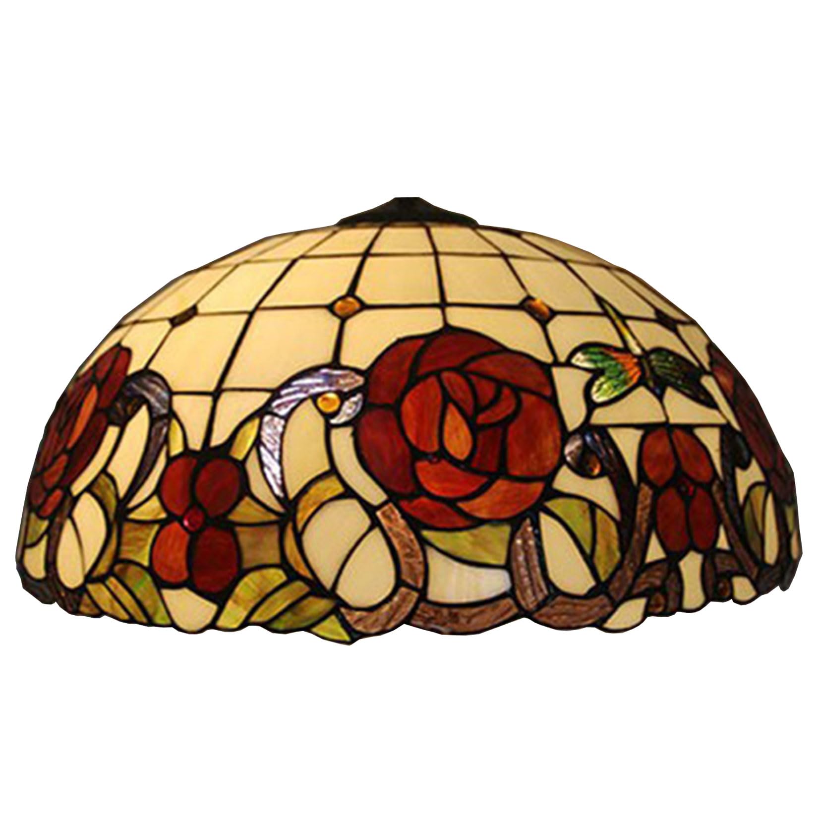 SaryEdge 20 Inch Rose Glass Lamp Shade Replacement Only Tiffany Stained Glass Dragonfly Lamp Chimney Vintage Handmade Floral Light Cover Accessories for Table Lamp Pendant Light Floor ，