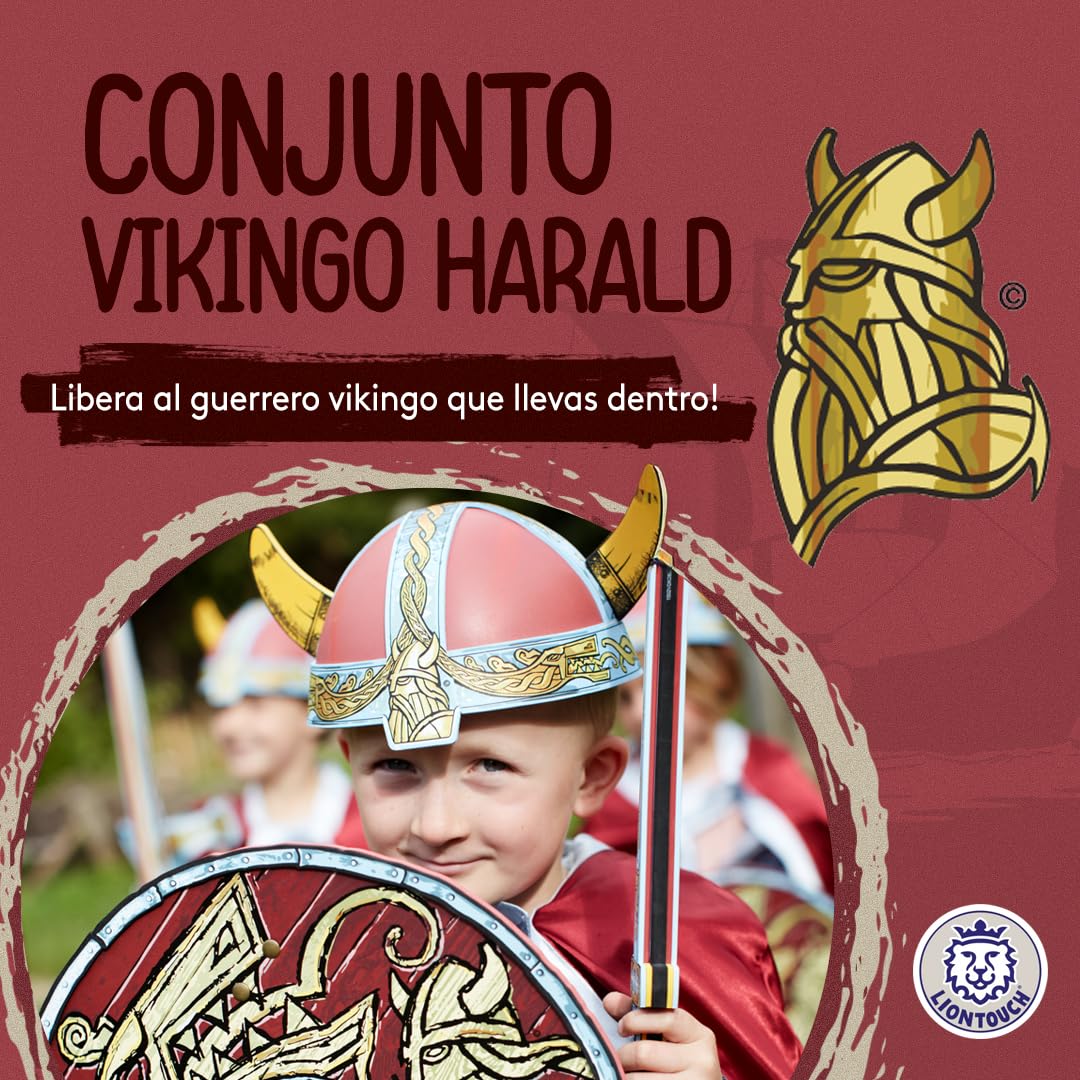 Liontouch - Espada, Escudo y Hacha Vikingos, Niños de 3-8 Años | Set de Juego Medieval del Jefe Harald en Espuma para Juego de rol Infantil de Estilo Nórdico | Armas para Disfraces y Trajes