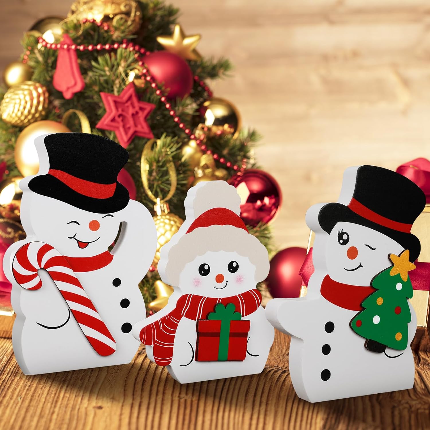 Cochie Cute Snowman Winter Tiered Tray Decor Set of 3, Wooden Snowman Blocks Xmas Table Decoration for Party Home Office Shelf Door (Peppermint Candy Canes) Cochie Cute Snowman Winter Tiered Tray Decor Set of 3, Wooden Snowman Blocks Xmas Table Decoration for Party Home Office Shelf Door (Peppermint Candy Canes)