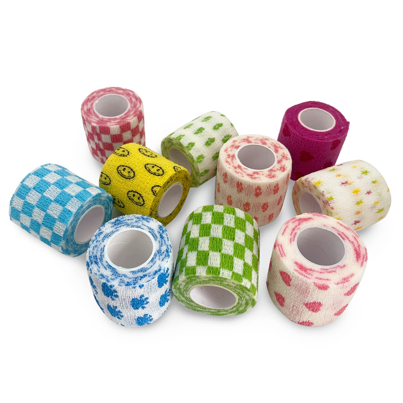 Vendaje Elástico Autoadhesivo Deportivo Colorido De 4,8M Juego De 10 Cintas Envolventes para Rodilleras Almohadillas De Soporte Dedo Tobillo Palma Hombro,7.5cm High