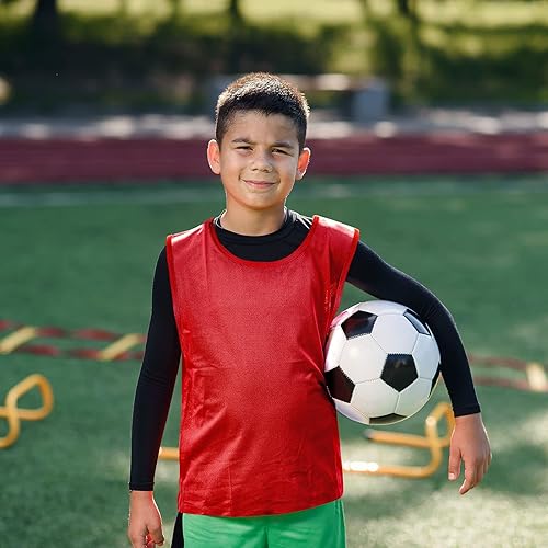 Miniatura 4 de Sintege 12 piezas de fútbol Pinnies de baloncesto Jersey de práctica en equipo Chalecos de malla de nailon Scrimmage para jóvenes niños deportes