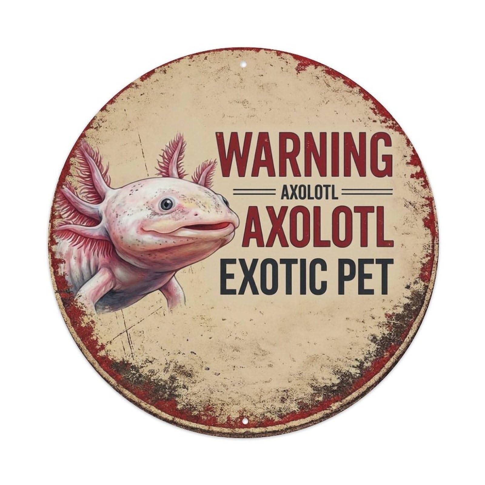 Metal Tin Sign Vintage Warning Axolotl