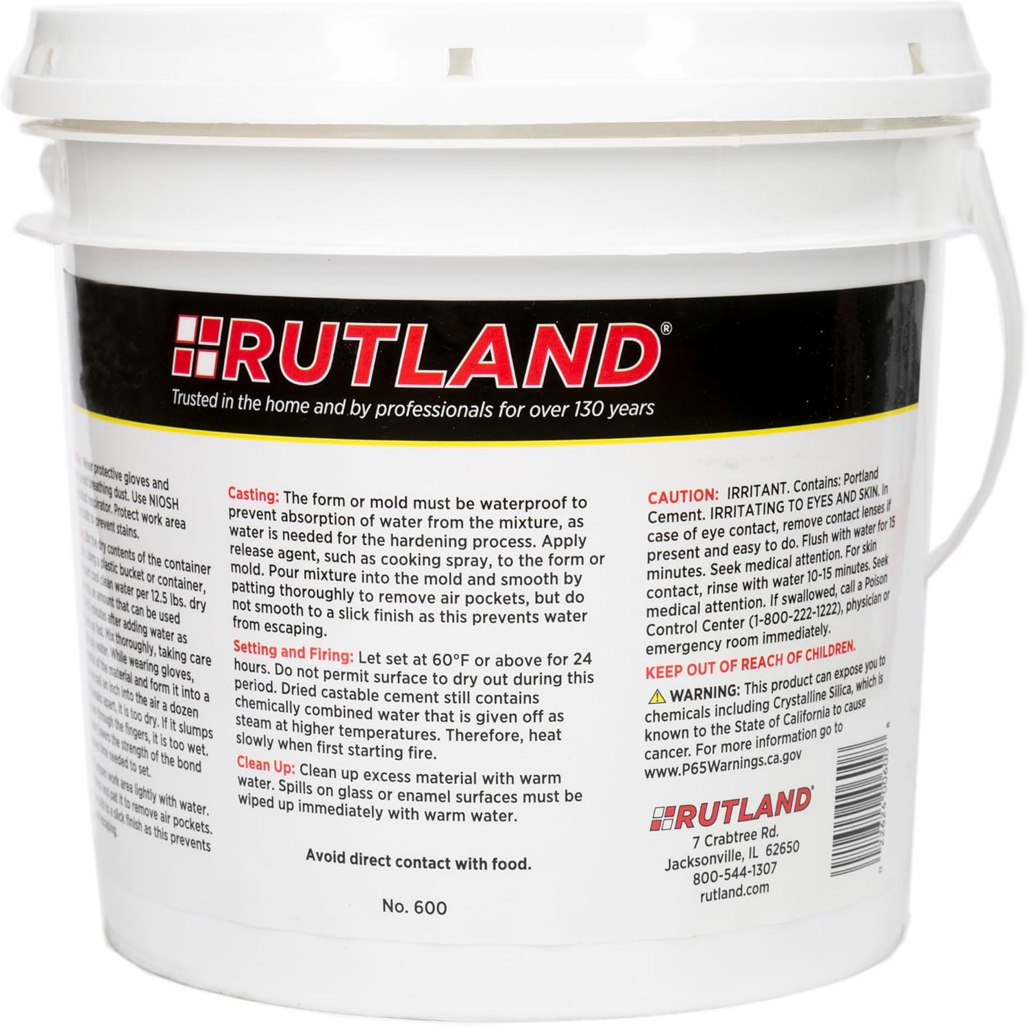 Rutland Castable Refractory Cement 12.5 Pound - High Temperature Fireplace & Woodstove Fire Cement - Cast Custom Fire Brick, Refractory Panels & Fire Pits, Pizza Ovens