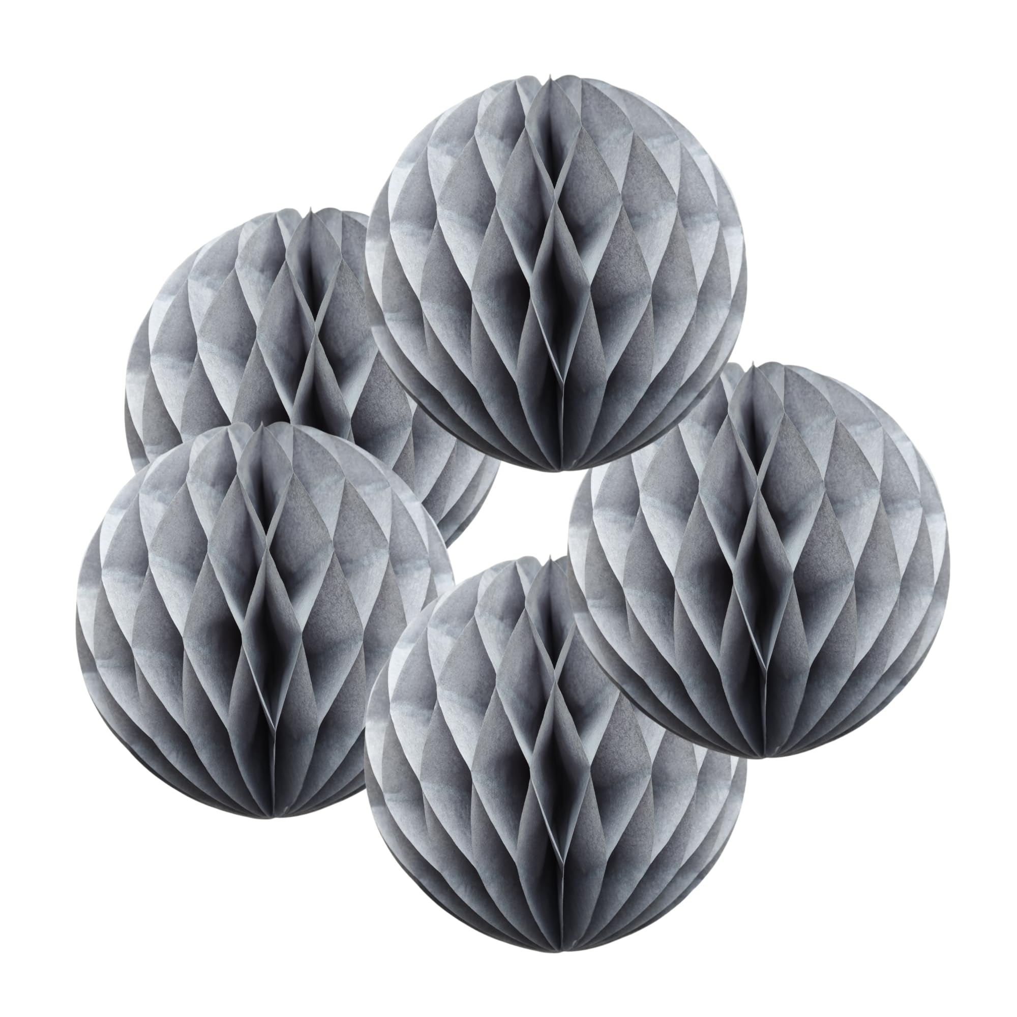 SrchJoy Honeycomb Paper Ball Party Decorations Pack of 5 Tissue Pom Poms Flower Ball Garland Birthday Baby Shower Wedding Party Decor (Gray, 5 Pcs - 6" (15cm))