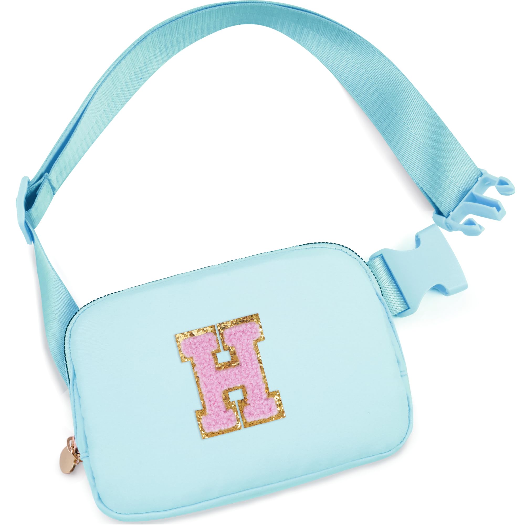 Uygafly Gifts for Girls Kids,Initial Fanny Pack Crossbody Purse Blue,H