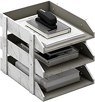 Vista 6 de Organizador de Escritorio de Cuero, Thipoten Organizador de Bandejas de 3 Niveles Apilable para Suministros de Oficina, Papel, Archivo, Revista