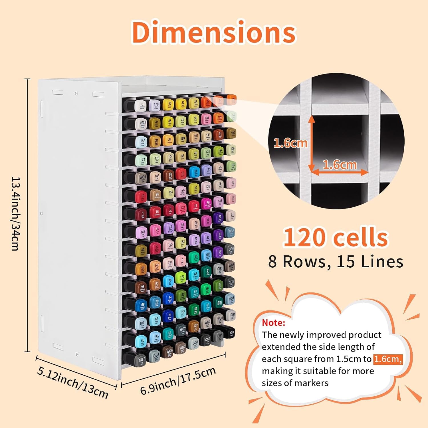VexNook Organizer en rek voor markers, voor kinderen, pvc, met schroeven, opbergrek voor creatievelingen, bureau-organizer, hout, voor stiften, voor Copic en Ohuhu-markers (voor 180 markers