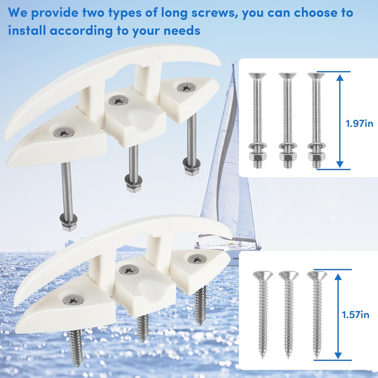 ORLANG 5 Inch Nylon Folding Boat Cleat 4 Pack,Marine Grade Boat Dock Cleats with Bolts and Screws, Flip Up Dock Cleat Rope Cleats for Deck, Motorboat and Kayak (Black/White)