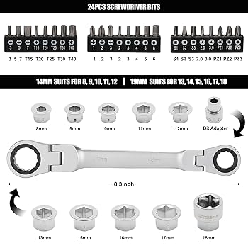 パチモンFLEX Mayouko 36PCS Flex Head Ratcheting Wrench Set, 72 Tooth