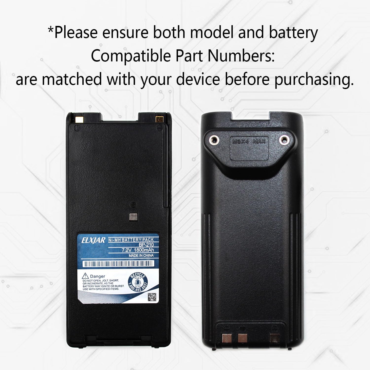 elxjar (2-Pack) 7.2V 1800mAh BP-210 Battery Replacement for ICOM BP-209, BP-209N, BP-210N, BP-222, BP-222N, Compatible with IC-A6, IC-A24, IC-F3GT, IC-F3GS, IC-F40GT, IC-F40GS, IC-V8 Two-Way Radios