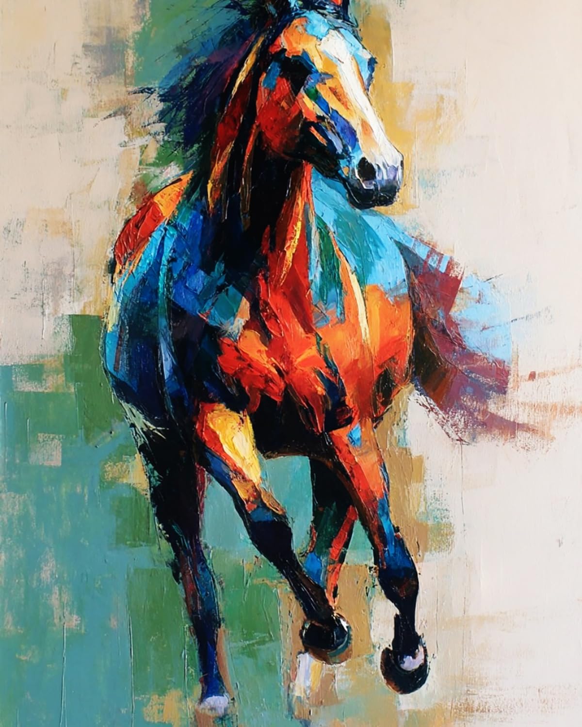 LIUBAISHI Paint by Numbers for Adults, Colourful Galloping Horse, 40x50 cm Acrylic Canvas Kit with Brushes and Paints