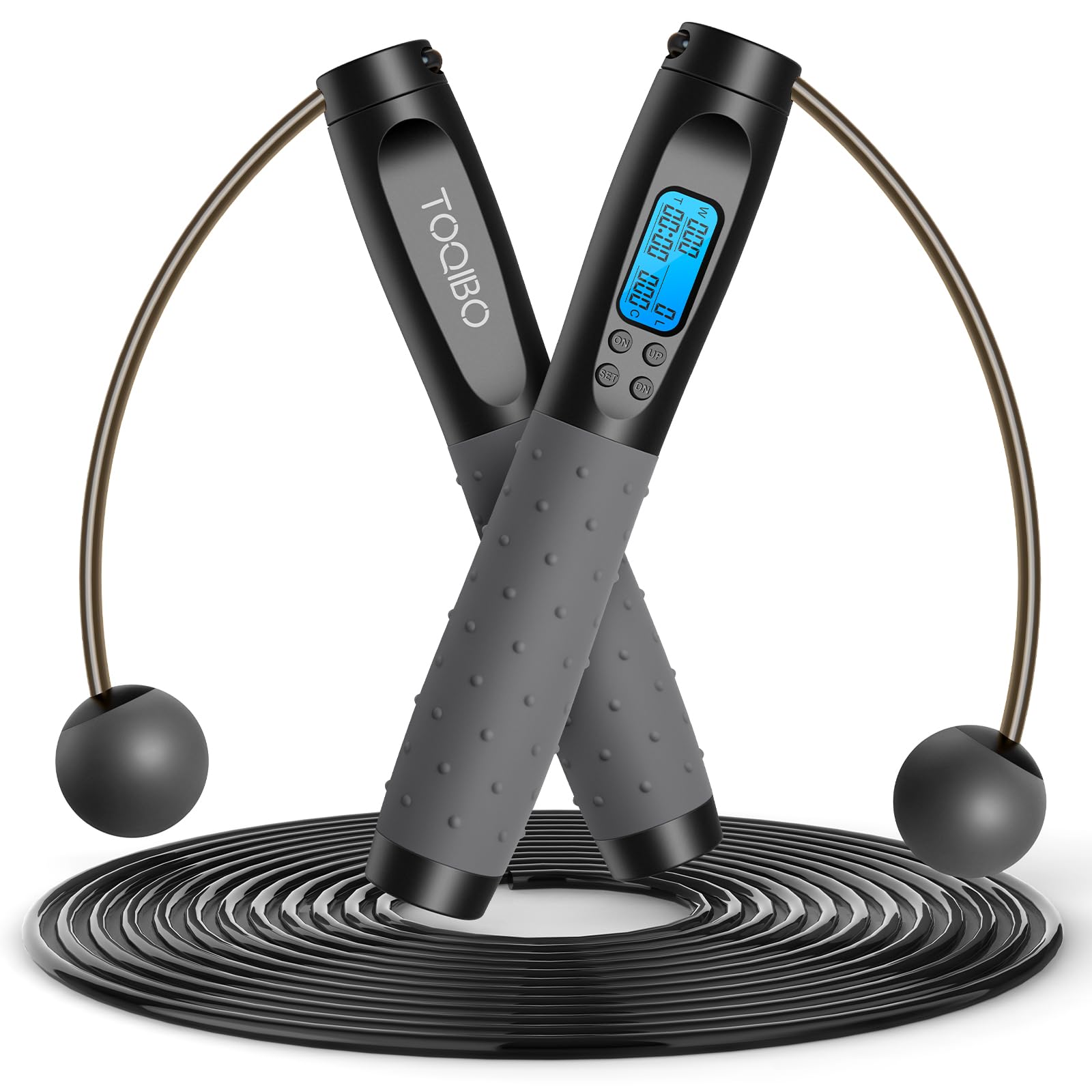 TOQIBO Skipping Rope with Digital Counter, Professional Ball Bearings & Non-Slip Handles