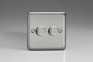 Varilight JSP252 V-Pro 2-Gang 2-Way Push-On/Off Rotary LED Dimmer 2 x 0-120W (1-10 LEDs)