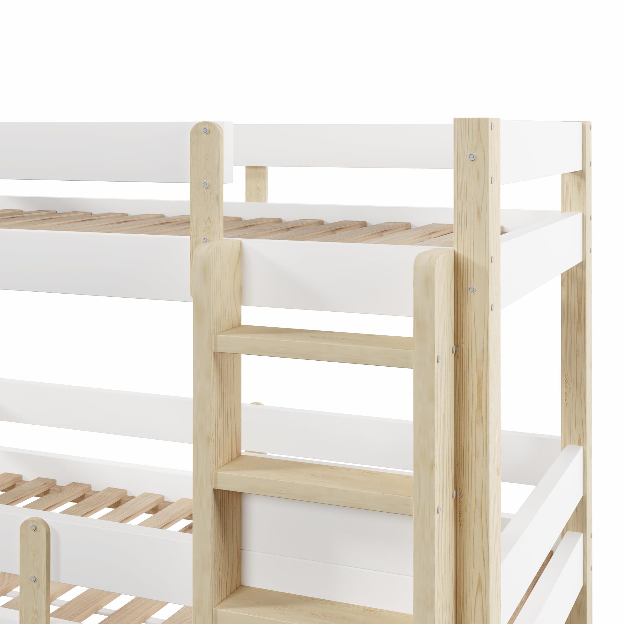 Sapgaks Lit superposé Enfant 90 x 190 cm,lit Mezzanine 2 Places,lit superposé 2 Places Enfants,lit Enfant avec Barriere,lit Mezzanine Enfant,Adolescents et Adultes,Blanc et Naturel