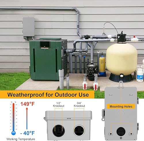 Miniatura 5 de SURAIELEC Temporizador de piscina WiFi, 40 amperios, 1HP 120V, 2HP 240V, interruptor inteligente para interiores y exteriores, controlador