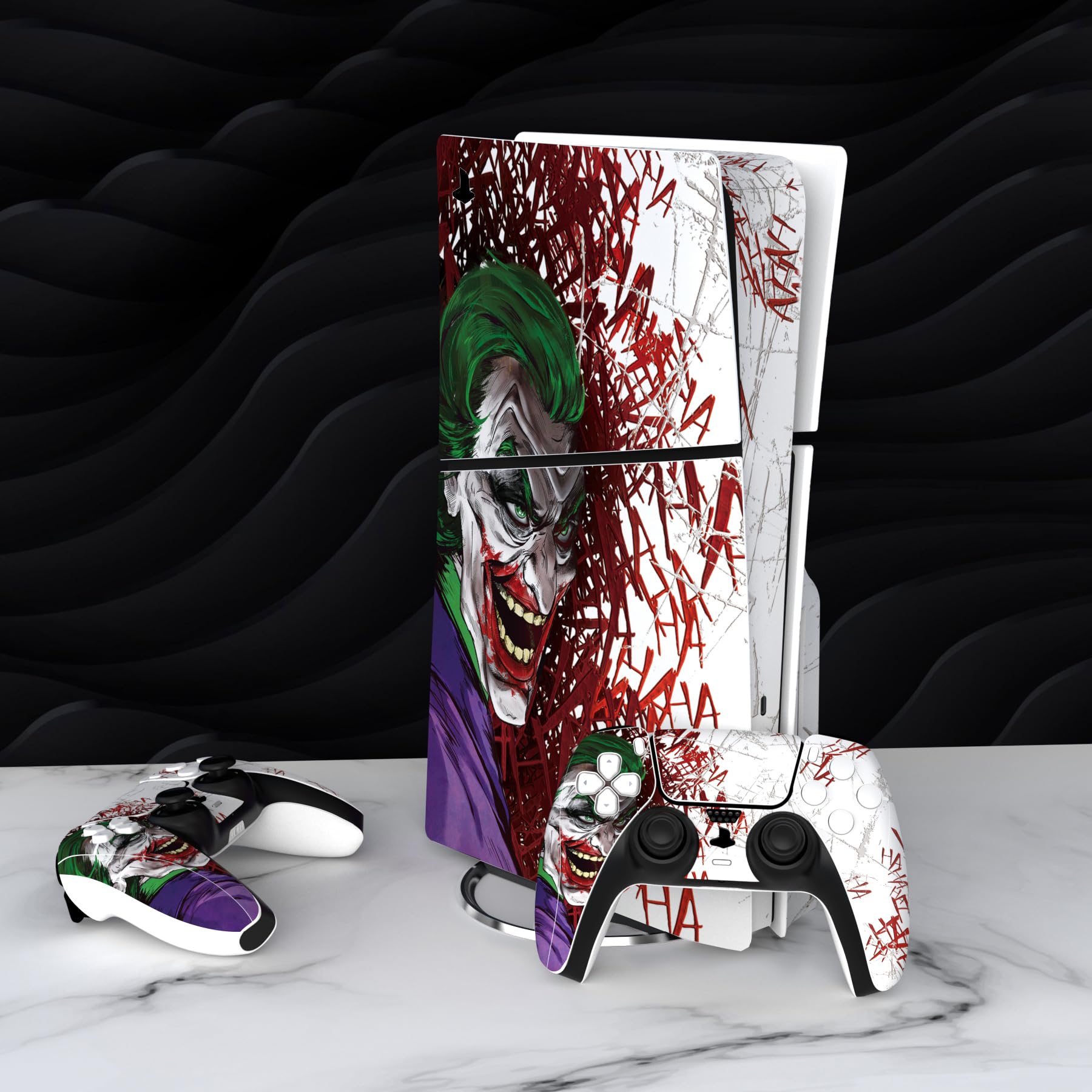 PlayVital Naklejka Akcesoria do ps5 Slim Konsola Zestawy Skórek do ps5 Slim Disc Edition Sticker do ps5 Kontroler&Stacja ładowania&Zestaw Słuchawkowy&Media Remote-Klaun Hahaha