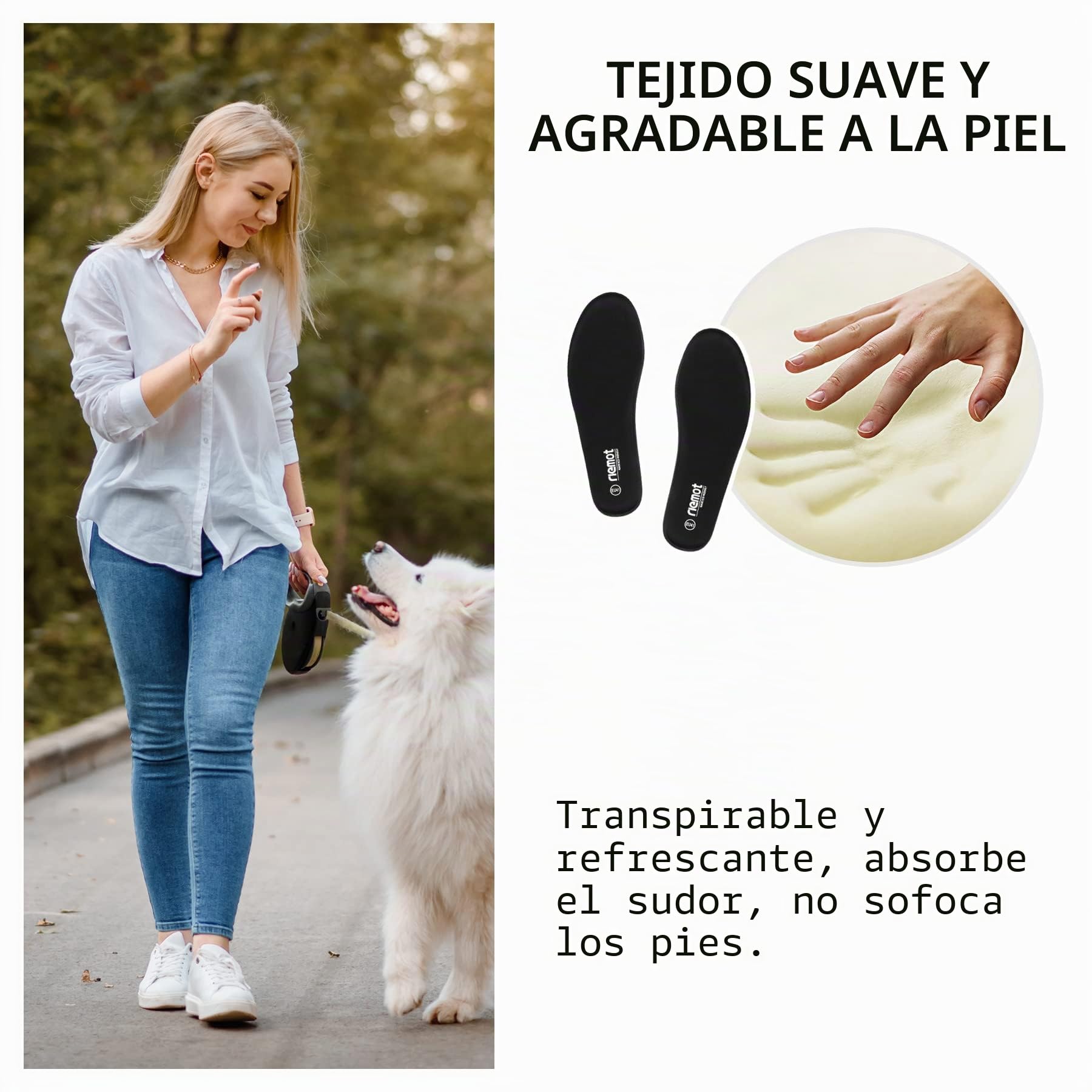 Riemot Plantillas Memory Foam para Zapatos Hombre Mujer Absorción Impacto Amortiguación Suela Confort