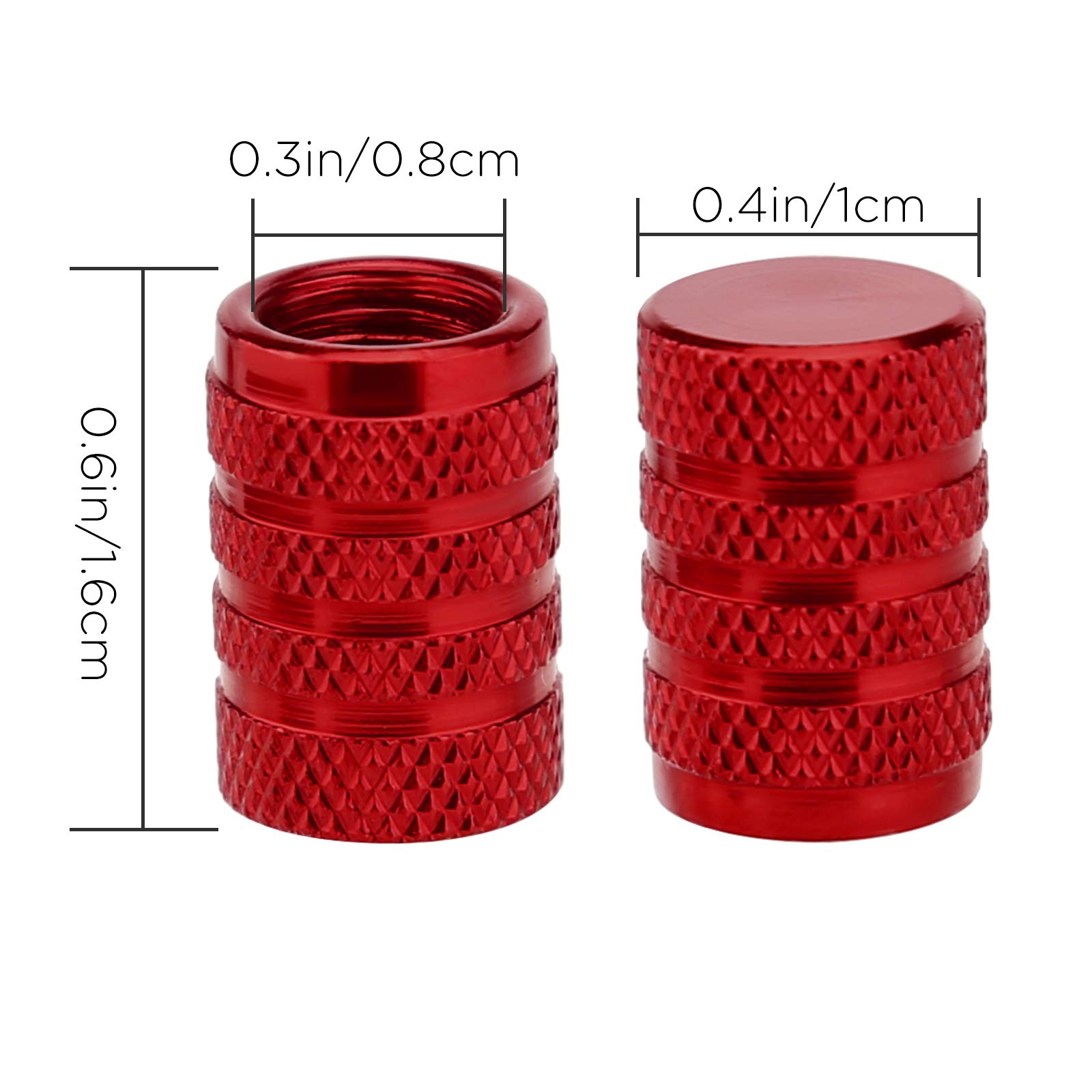 Justtop 12 Coprivalvola Per Pneumatici In Alluminio - Rosso, Universali Per Auto, Moto, SUV, Bici, Con Guarnizione Antipolvere