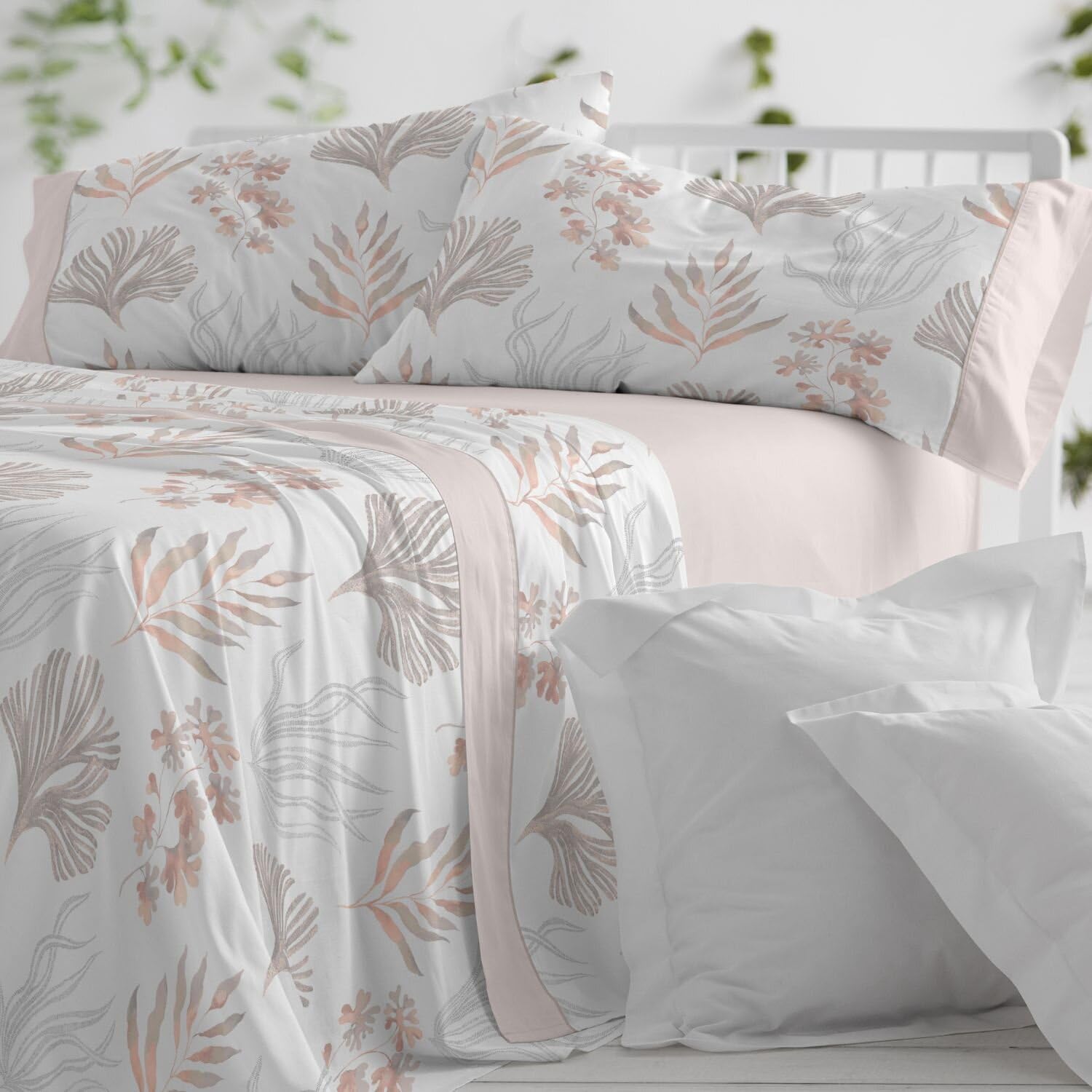 Burrito Blanco | Juego de sábanas | Cama de 135cm (+Medidas Disponibles) | Poliéster 50% Algodón 50% | Diseño 136 | Color Arena (135x190/200cm)