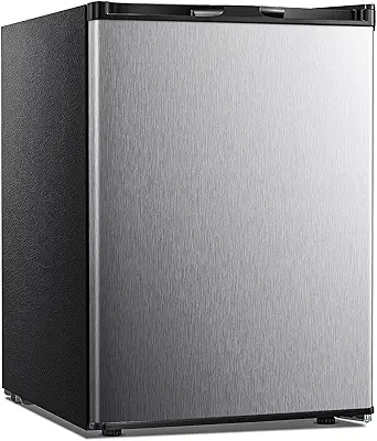 Kismile Upright Freezer,2.1 Cu.ft Mini Freezer with Reversible Single Door,Removable Shelves,Small Freezer with Adjustable Thermostat for Home/Kitchen/Office (Stainless Steel)