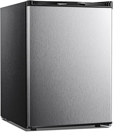 Kismile Upright Freezer,2.1 Cu.ft Mini Freezer with Reversible Single Door,Removable Shelves,Small Freezer with Adjustable Thermostat for Home/Kitchen/Office (Stainless Steel)