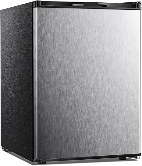 Kismile Upright Freezer,2.1 Cu.ft Mini Freezer with Reversible Single Door,Removable Shelves,Small Freezer with Adjustable Thermostat for Home/Kitchen/Office (Stainless Steel)