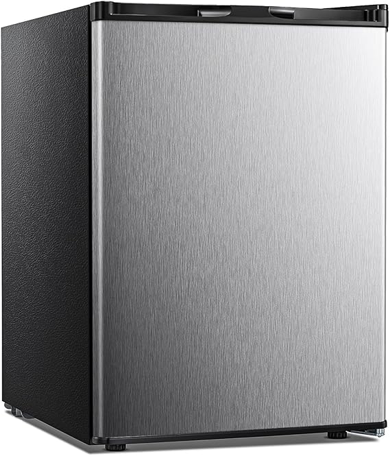 Kismile Upright Freezer,2.1 Cu.ft Mini Freezer with Reversible Single Door,Removable Shelves,Small Freezer with Adjustable Thermostat for Home/Kitchen/Office (Stainless Steel)