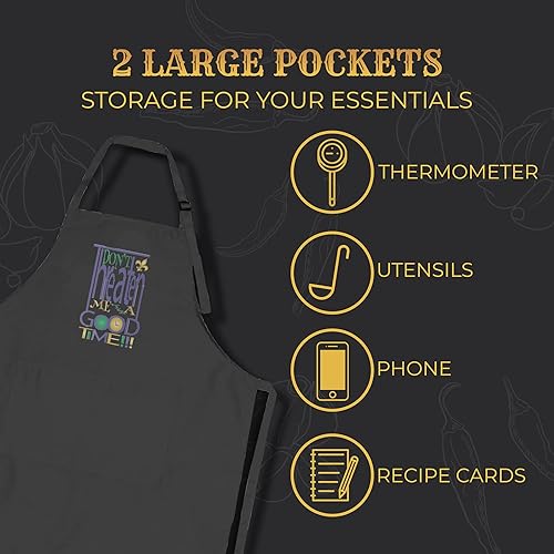 Miniatura 4 de MS. MICKEY'S Delantal unisex con 2 bolsillos espaciosos, lavable a máquina, para cocina, manualidades, barbacoa, dibujo