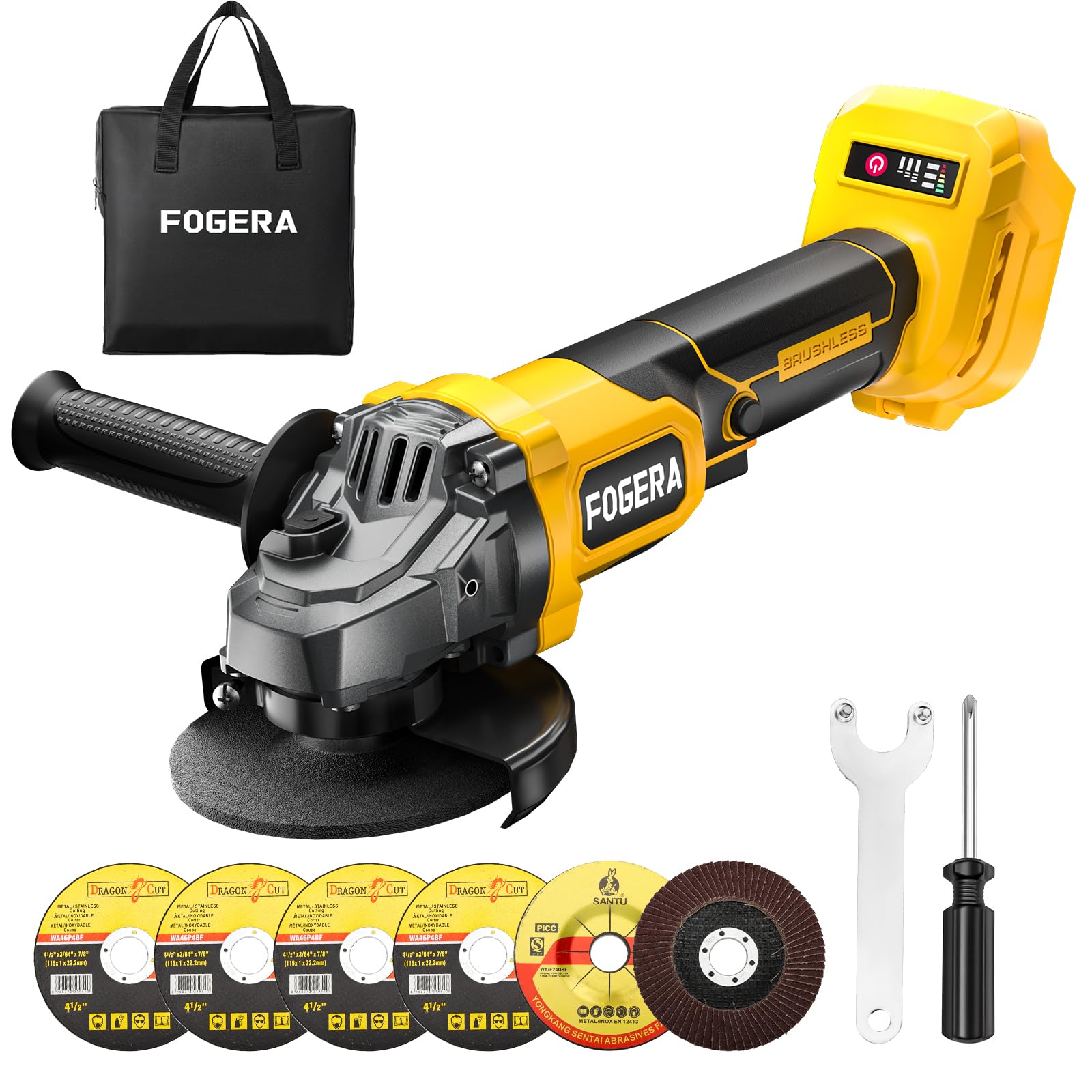 Fogera Cordless Angle Grinder, 4-1/