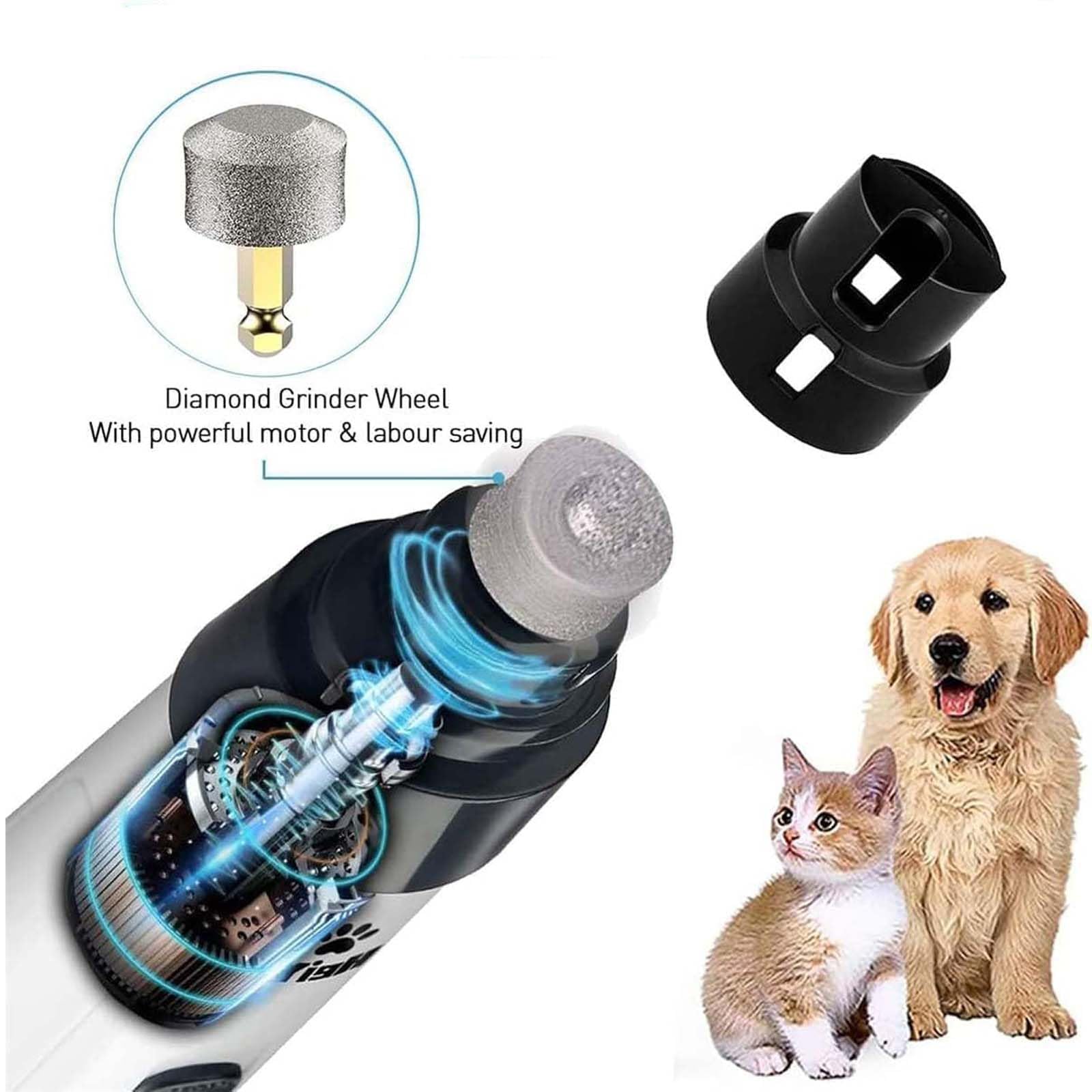 Heusom Silent Groom Pro Pet Nail Grinder - Rechargeable With LED Light & 3 Speeds For Dogs & Cats