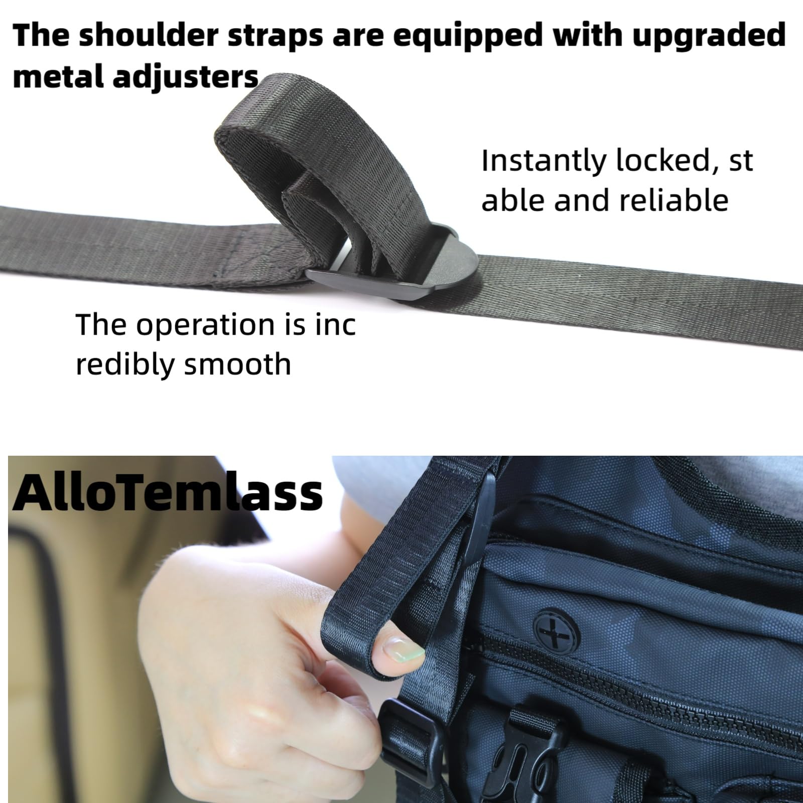 Cinghia a due punti, ampia imbottitura, girevoli rimovibili, anello per pollice a regolazione rapida, regolabile fino a 160 cm, nylon resistente per uso esterno