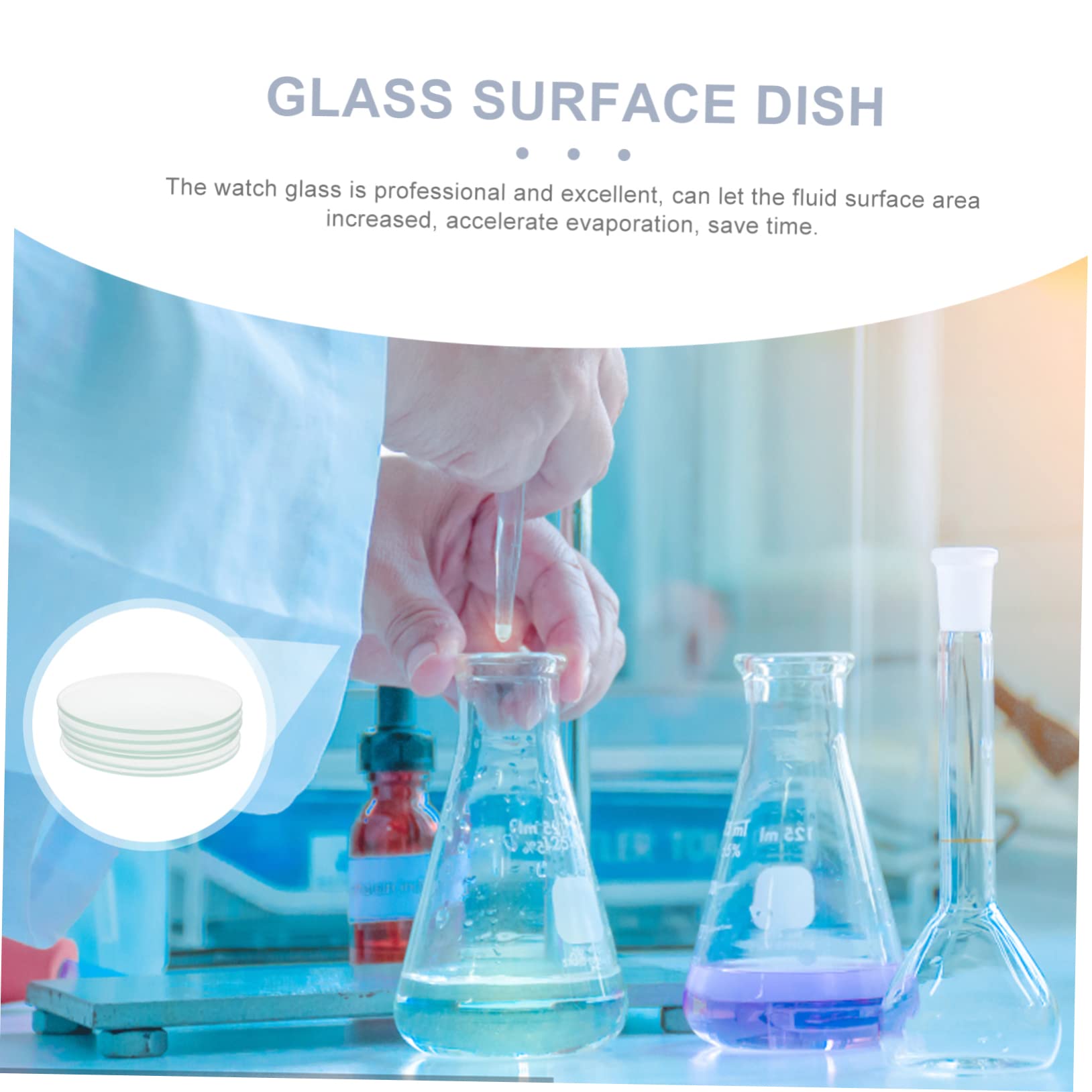 TOPPERFUN 10 Pièces Verre De Montre Verre Rond Équipement En De Laboratoire Plat D'Évaporation Chimie Plat D'Évaporation Science Plat D'Évaporation Coups Table