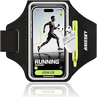 Kebrela Running Armband for iPhone 16/15/14 Pro Max & Galaxy S20/S10 - Touchscreen Phone Holder with Key/Card Slots, Fits 6.9" Screens