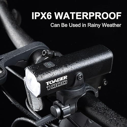 Miniatura 5 de Luz de bicicleta T1000 de 1000 lúmenes, 4500 mAh, USB tipo C, recargable, IPX6, luz delantera de bicicleta impermeable para carretera, urbana,