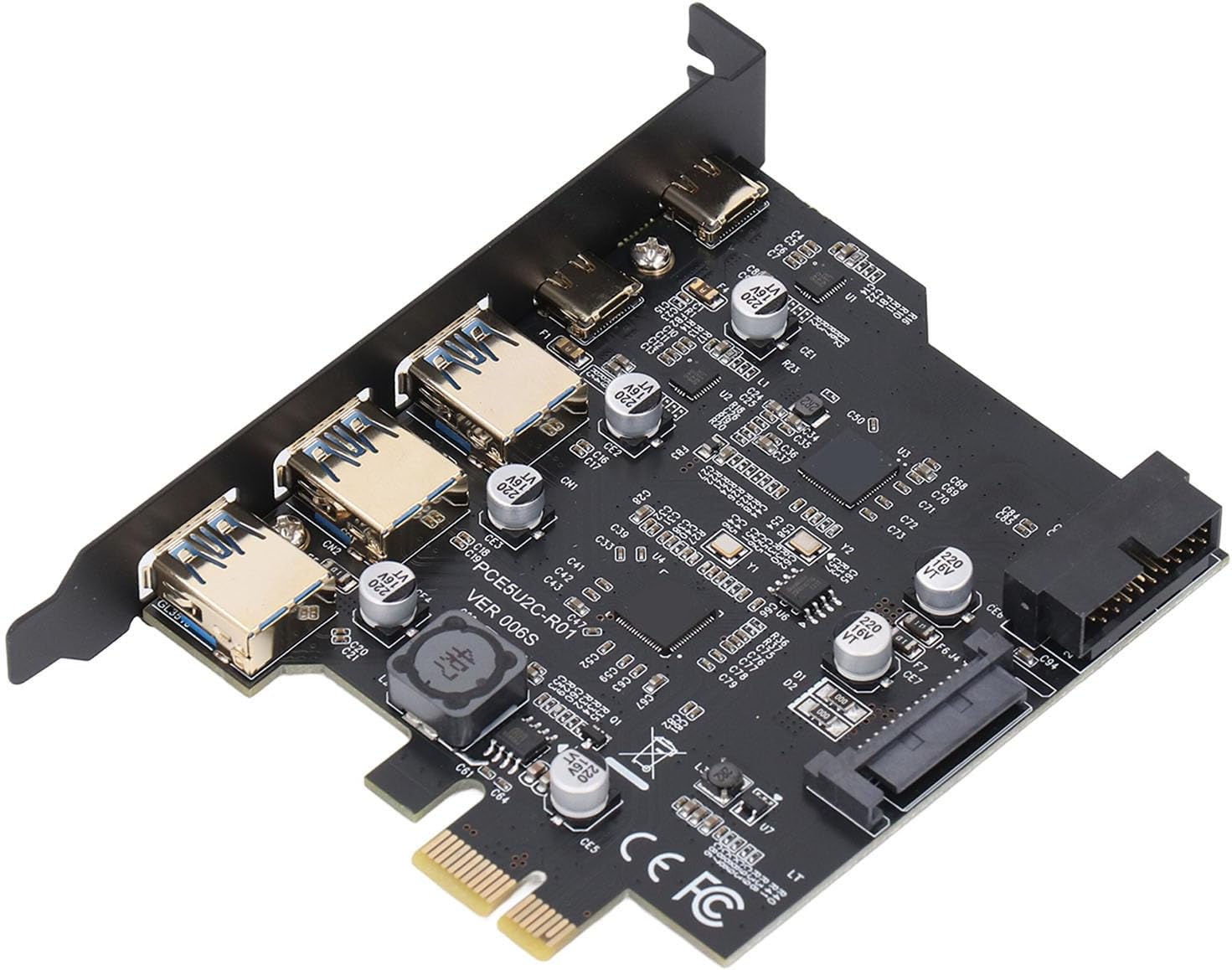 PCIe to USB Card, 20Gbps USB 3.2 Gen 2 Expansion Card with 3 USB-A and 2 USB-C Ports, PCI Express Adapter for Desktop Computer