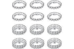 6 Count Silver Rhinestone Stretchy Toe Rings Body Jewelry