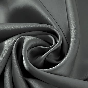 100% Pure Mulberry Silk Fabric 114cm Width 19m/m Charmeuse Stain Silk by 1 metre for Pajamas, Dresses, Shirts or DIY CraftsDark Grey