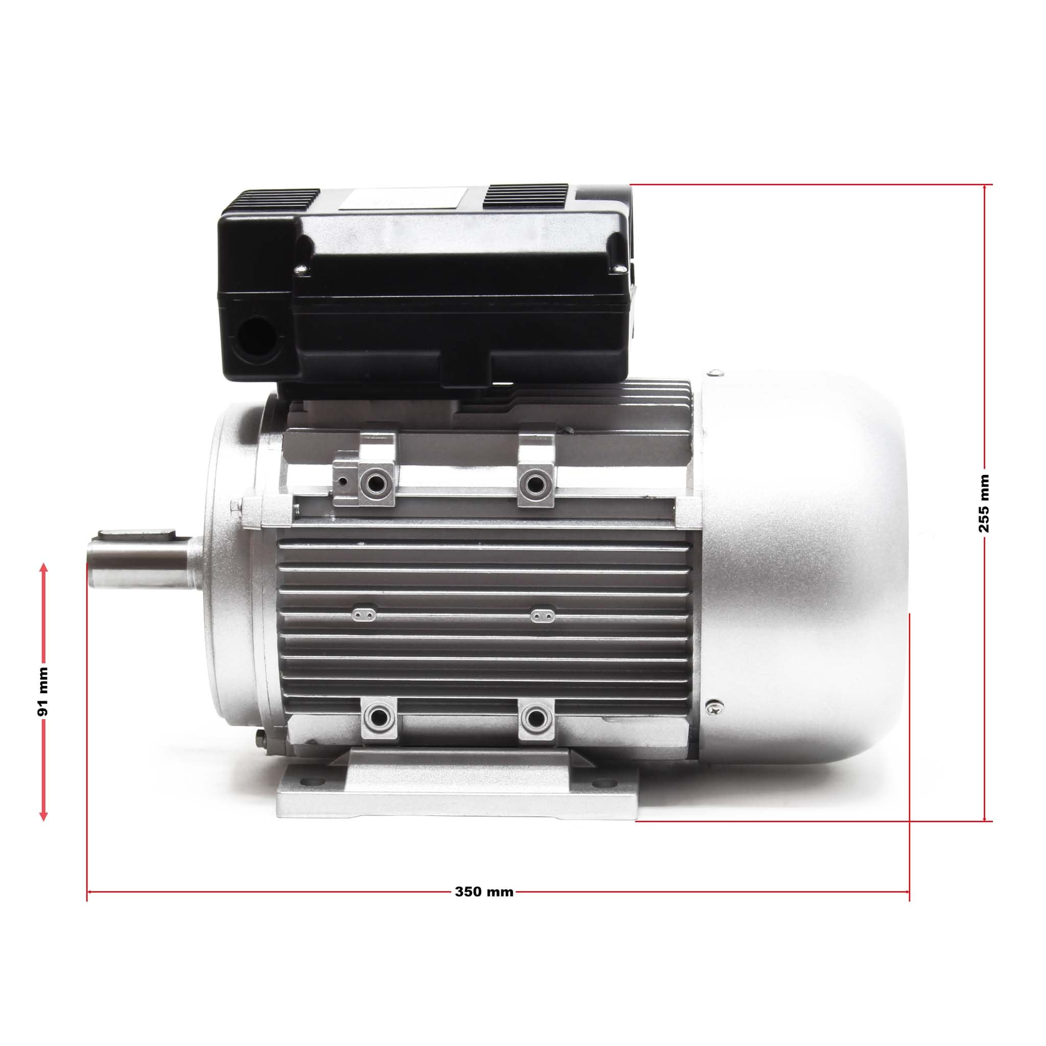 Wiltec Motore elettrico monofase 2 poli 230 V 1,5 kW, condensatore di avviamento 2850 giri/min, avvolgimento in rame