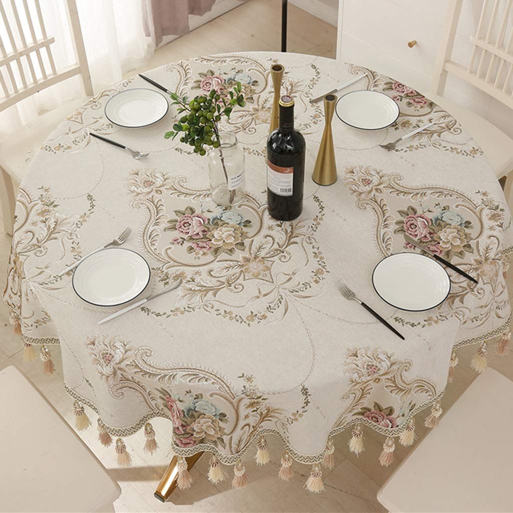 Nappe de table de cuisine ronde en chenille de luxe taille XL