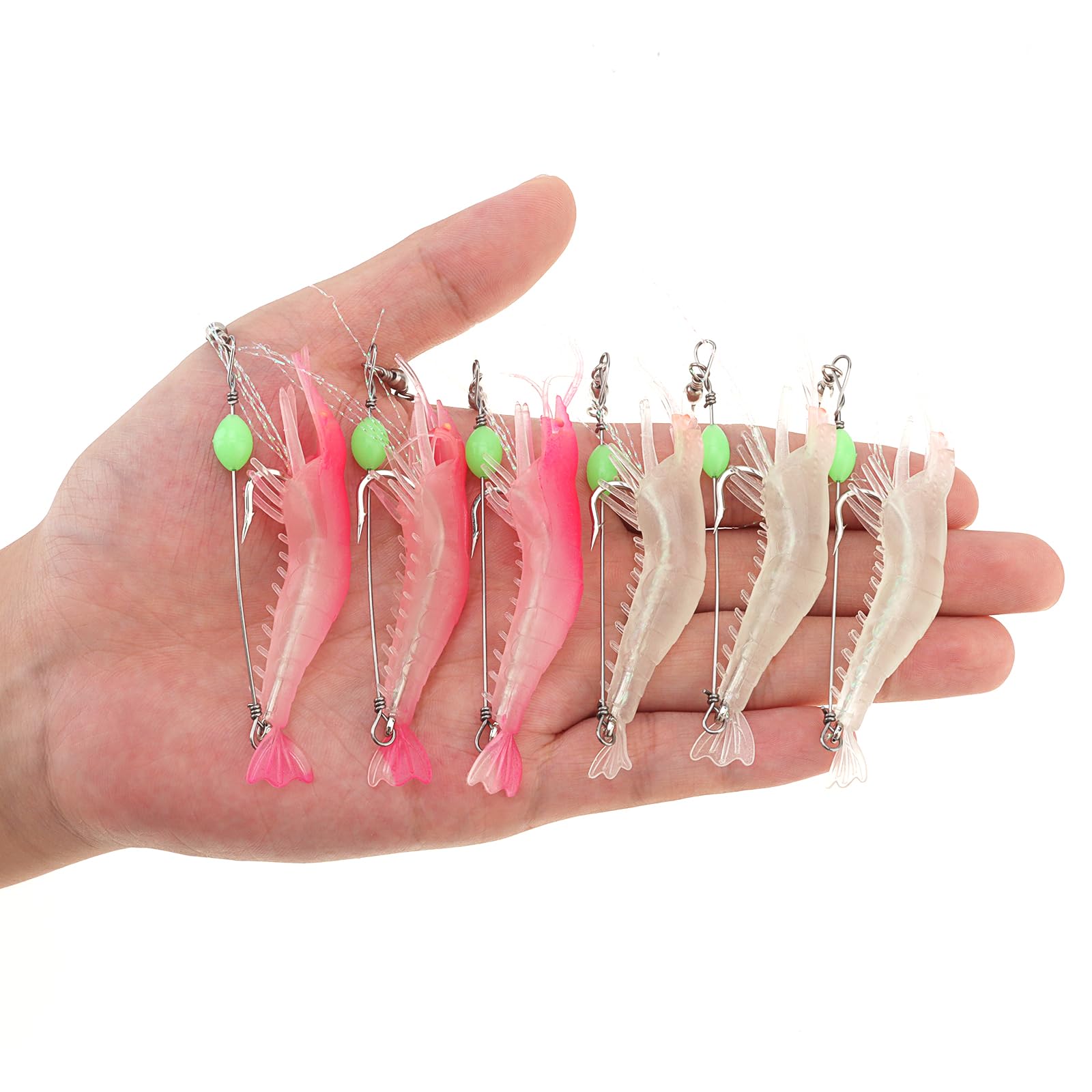 Esche da pesca in acqua salata esche per gamberetti, esche luminose e morbide per gamberetti, esche artificiali in silicone con ganci per trota, spigola, salmone