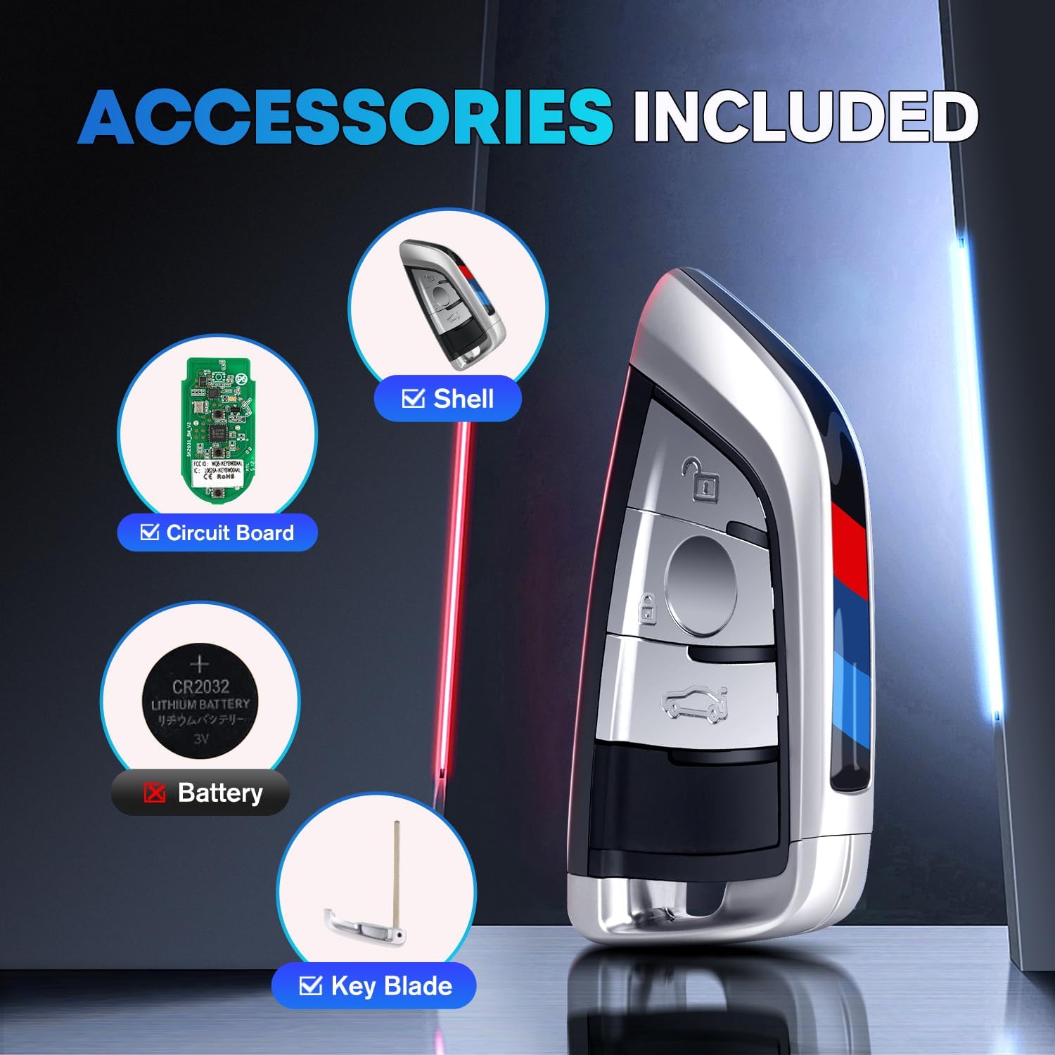 Autel Keyless Entry Remote Key Fob Replacement for BMW, 2026 MaxiIM IKEYBW003AL Programmable Blank Key, 3 Buttons OE-Quality, 130FT Remote, Dual-Band, Work w/Autel Scan Tool IM508S IM608 PRO II