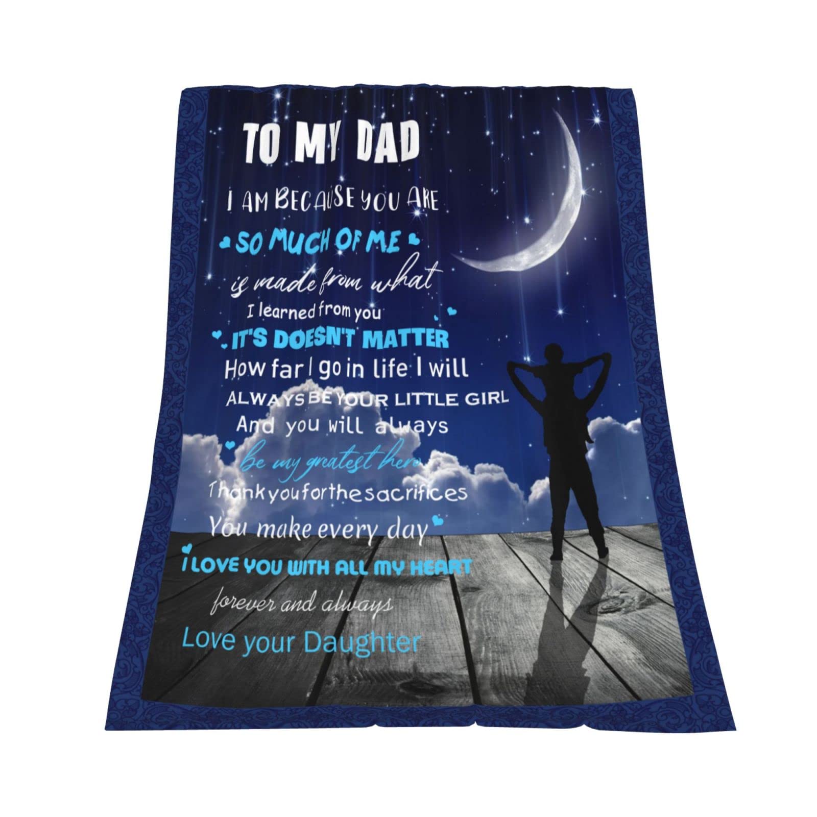Qucarder Gifts for Dad, Dad Birthday Gifts, to My Dad Blanket from Daughter Flannel Throw Blanket Super Soft Warm Fuzzy Luxury Throw Blanket for Bed Sofa Couch 40x50 Inch, Blue